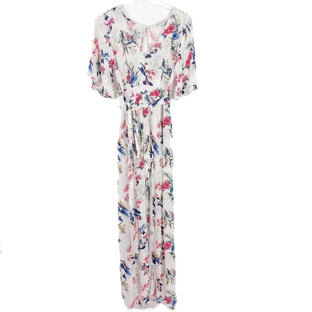 NWT American Eagle Floral Kimono Romper Dress Botanical Maxi Size 2 NEW - Picture 2 of 16